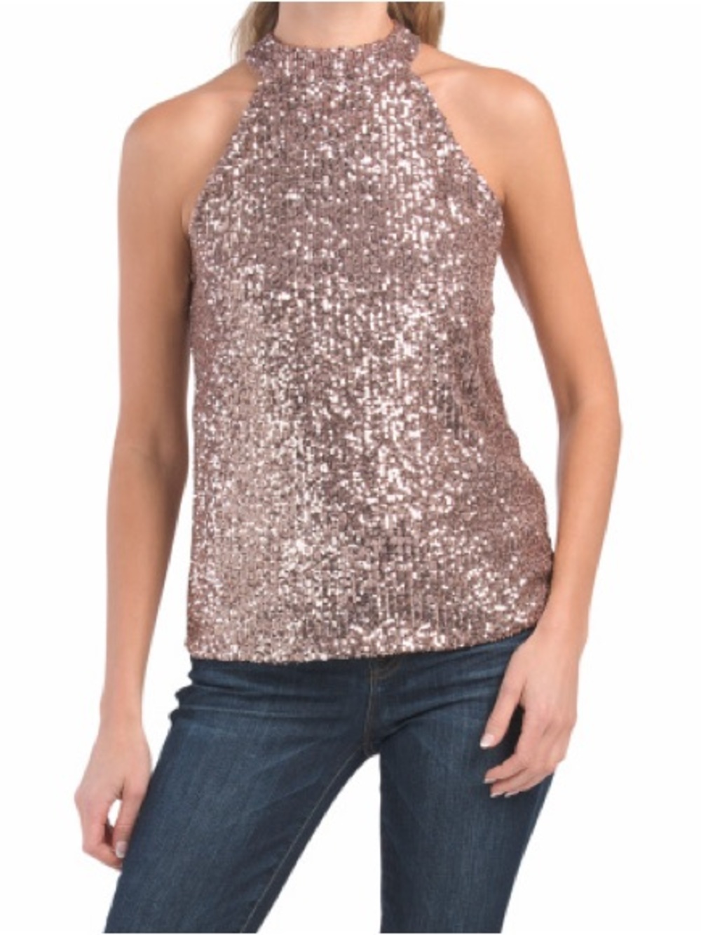 Cable & Gauge Sequin High Neck Tank Top